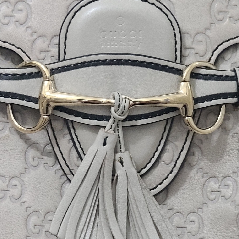 GUCCI Emily Guccissima Hobo Bag in Bone White AUTHENTIC/VERIFIED - Picture 7 of 14